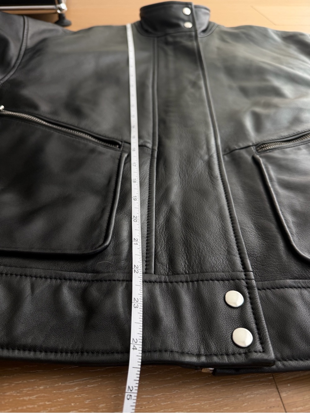 NEW Reformation Veda Harrison Leather Oversized Bomber Jacket, Black XS - Picture 13 of 16